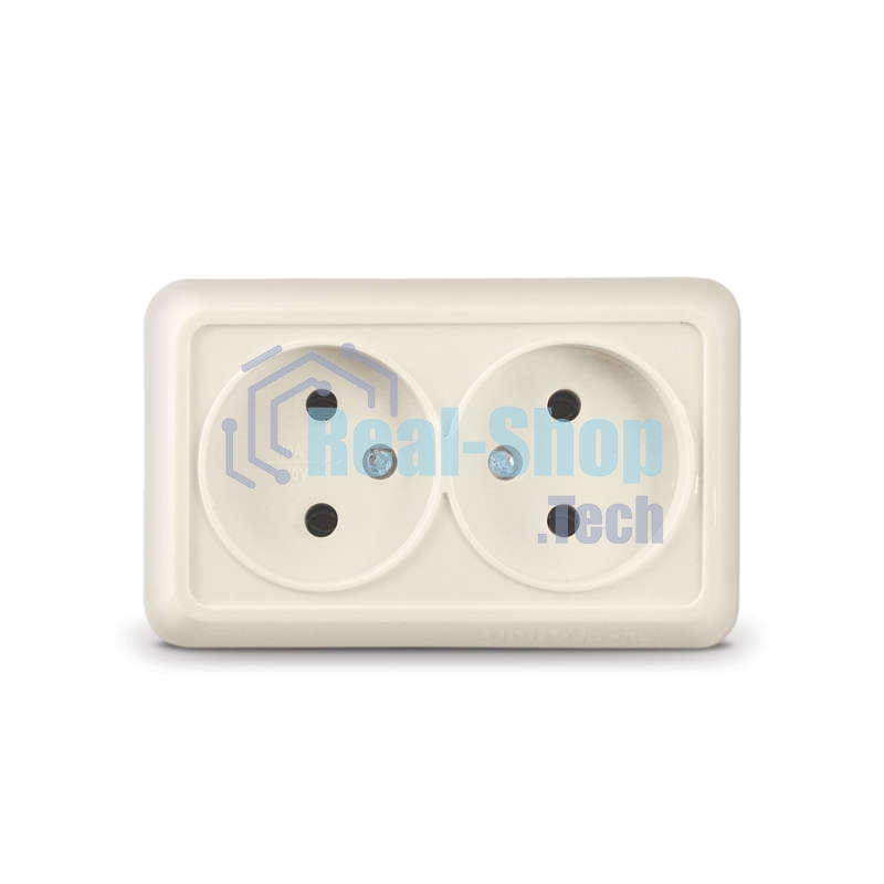 Розетка 2-м ОП Олимп 16А IP20 беж. Universal Б-О0102