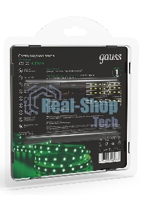 Лента светодиодная GAUSS 312000605 LED 2835/60-SMD 4.8W 12V DC зеленый блистер 5м
