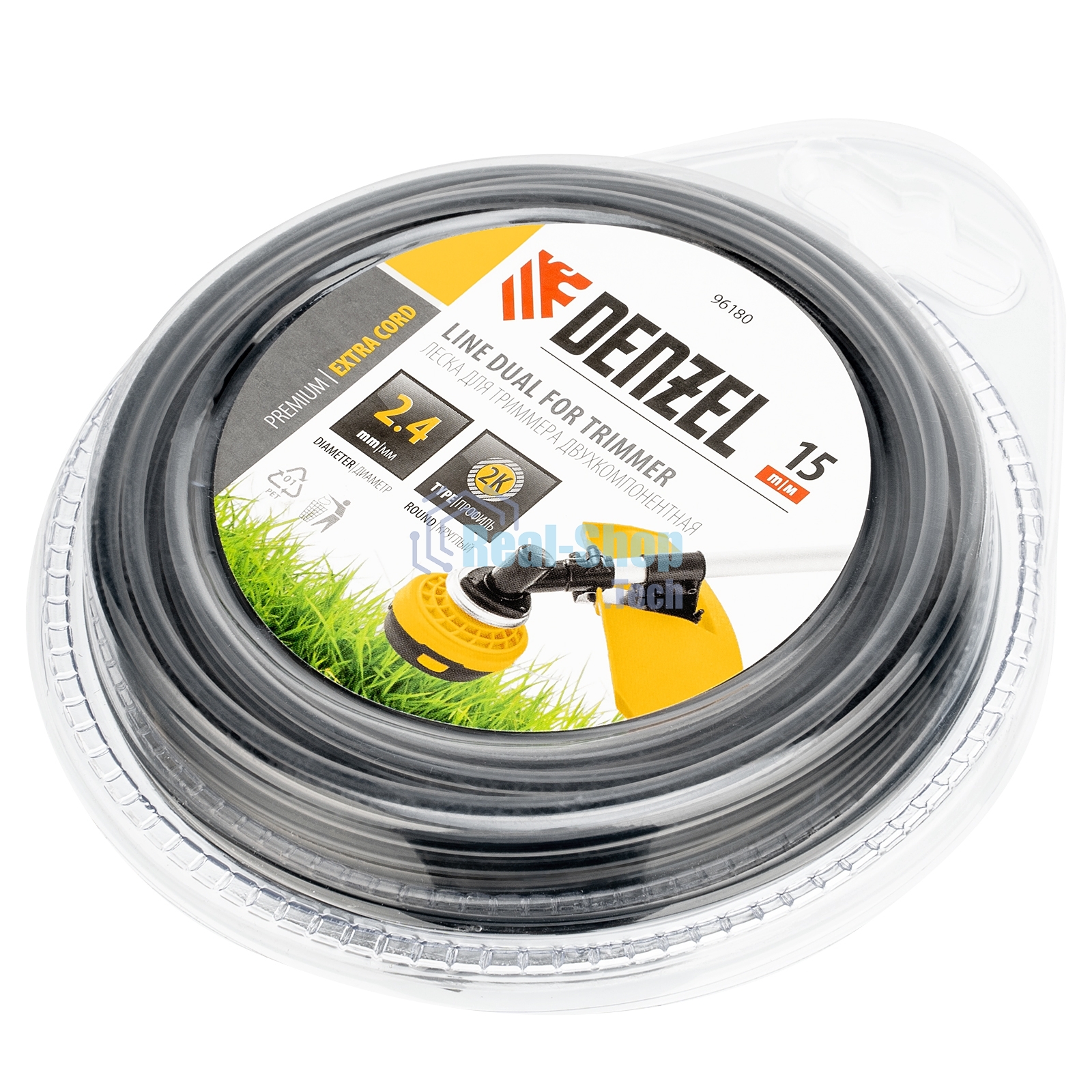 Леска двухкомпонентная Denzel для триммера, круглая 96180