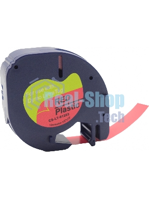 Картридж ленточный Cactus CS-LT-91203 черный шрифт, красный фон (12 мм, 4 м) для Dymo Letra Tag LT-100H