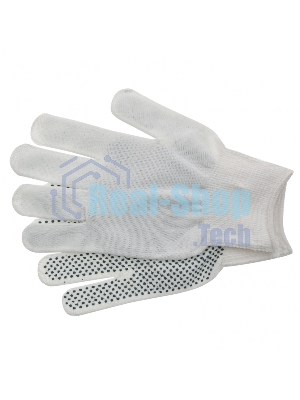 Перчатки из синтетической нити, ПВХ точка, 13 класс, белые, L Россия