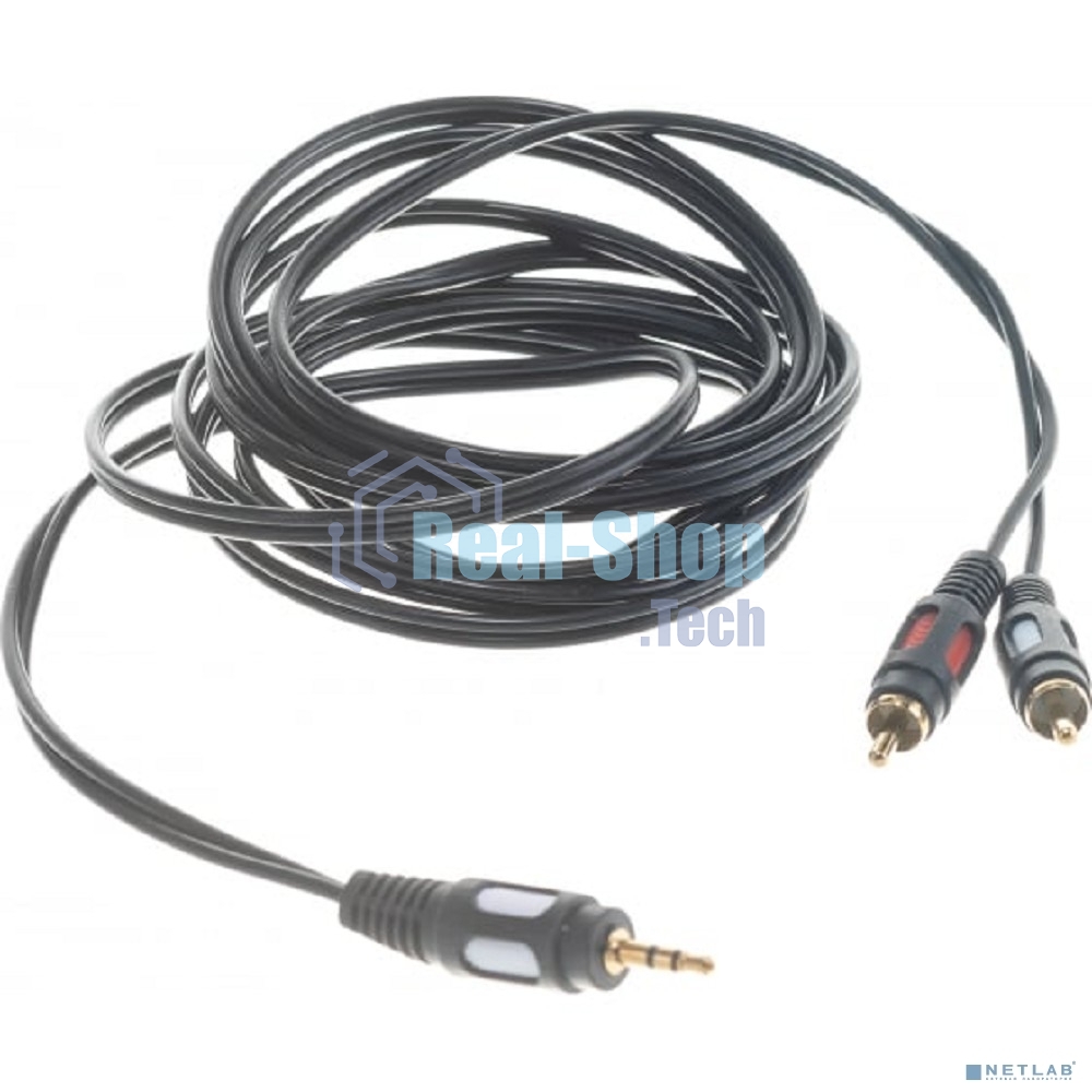 Шнур Стерео 3,5 м м - 2 RCA Rexant длина 3 мeтра (GOLD)