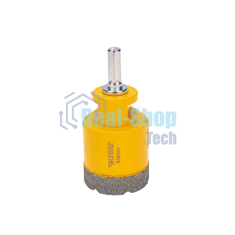 Коронка алмазная профессиональная по керамограниту и железобетону Kranz М14, вакуумное спекание, 45 мм, для УШМ