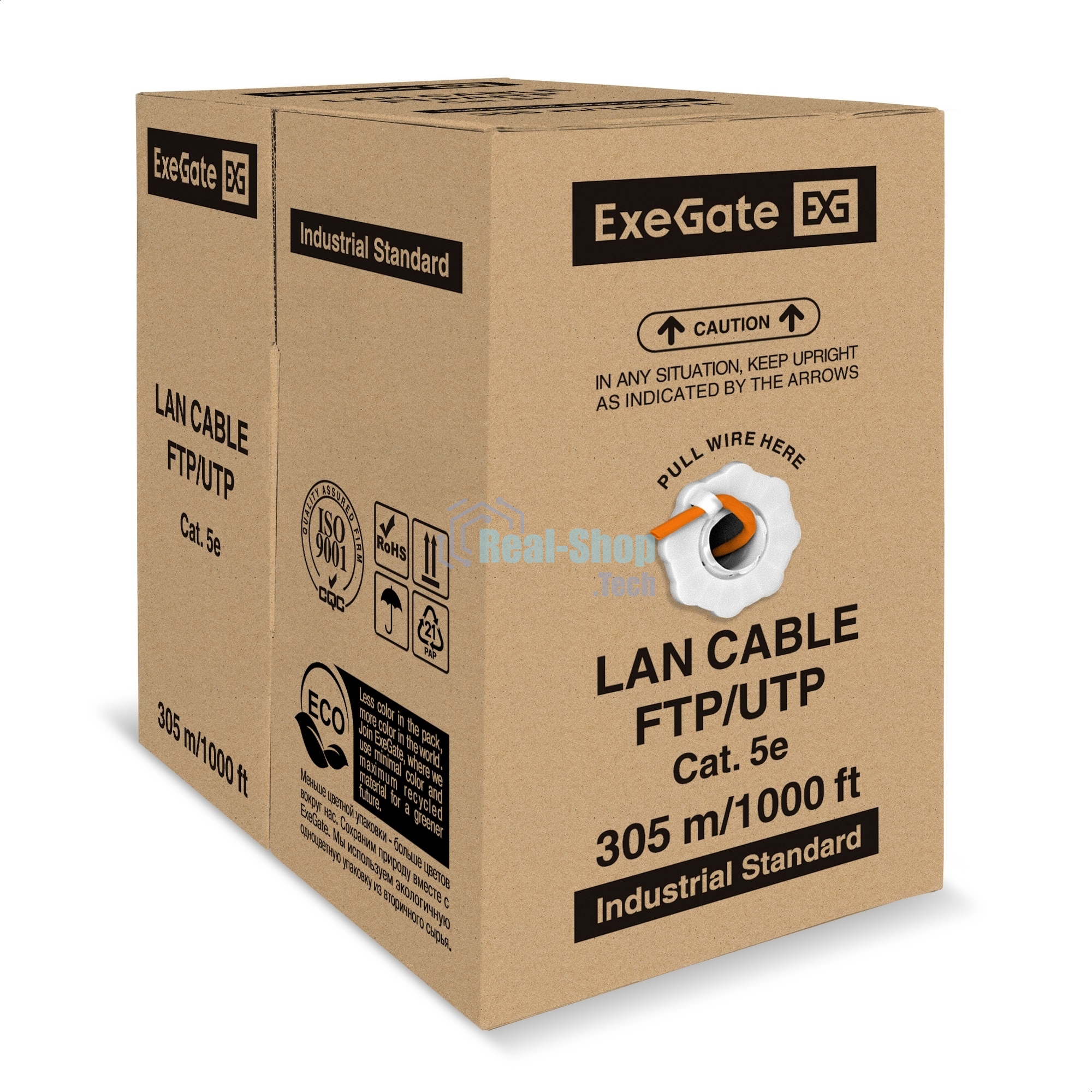 Кабель ExeGate UTP4-C5e-CU-S24-IN-LSZH-OR-305-FLUKE UTP 4 пары кат.5e медь, 0.52мм (24AWG), FLUKE® test pass, LSZH, 305м, оранжевый