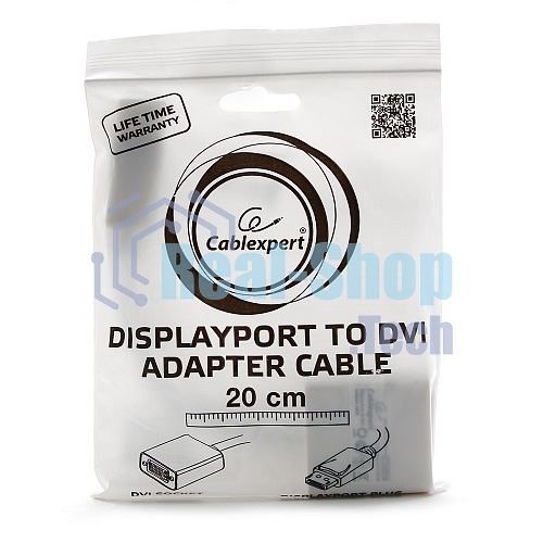 Переходник DisplayPort - DVI Cablexpert A-DPM-DVIF-002-W, 20M/19F, белый, пакет