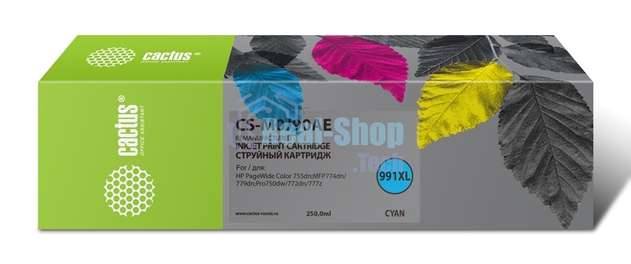 Картридж струйный Cactus CS-M0J90AE (991XL) голубой (250 мл) для HP PW 755dn/MFP774dn/779dn/Pro750dw/772dn