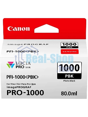 Картридж струйный Canon PFI-1000 PBK для IJ SFP PRO-1000 WFG. Фото черный. 80 мл.