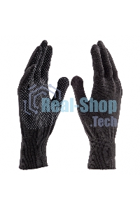 Перчатки из синтетической нити, ПВХ точка, 13 класс, черные, XL Россия