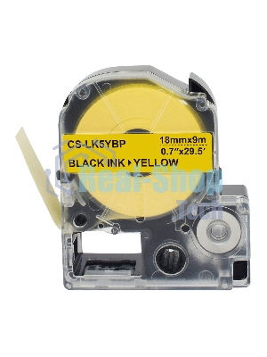 Картридж ленточный Cactus CS-LK5YBP черный, 18мм, 9м для Epson LW400/LW700/LW600P/LW1000P/K400/Z700/Z900