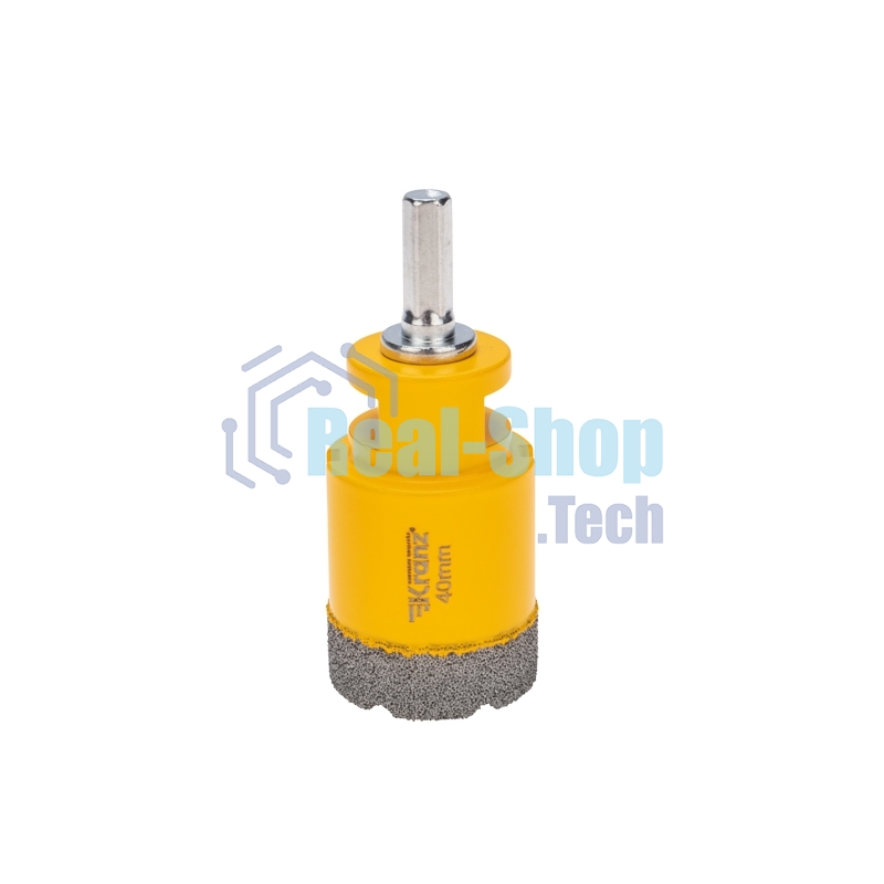 Коронка алмазная профессиональная по керамограниту и железобетону Kranz М14, вакуумное спекание, 40 мм, для УШМ