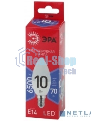 Лампа светодиодная ЭРА ECO LED B35-10W-865-E14 R (диод свеча 10Вт холодн. E14) (10/100/3500)