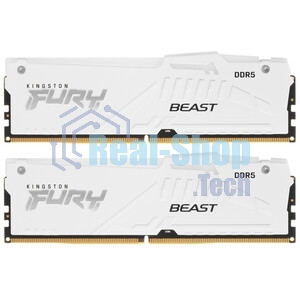 Оперативная память Kingston Fury Beast RGb, DDR5, 32Gb (1x32 Gb), 6000 MHz, CL30, радиатор, RGb, белый
