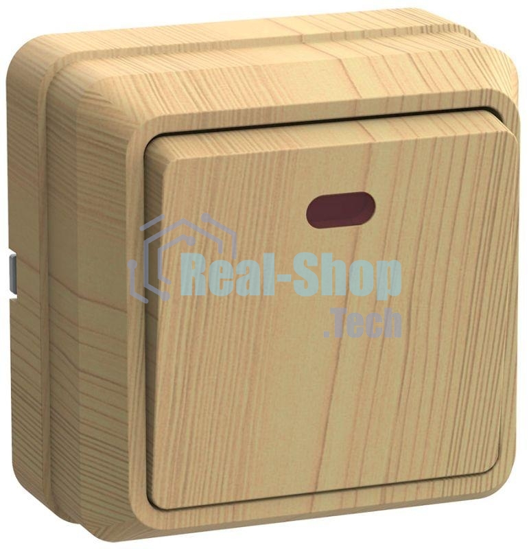 Выключатель 1-кл. ОП ОКТАВА 10А IP20 с индик. сосна ИЭК EVO11-K03-10-DC