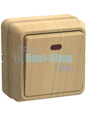 Выключатель 1-кл. ОП ОКТАВА 10А IP20 с индик. сосна ИЭК EVO11-K03-10-DC