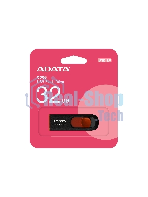 Флешка USB ADATA С008 (AC008-32G-RKD), 32Gb, USB 2.0, R/W 15/5, черный/красный