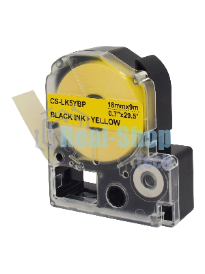 Картридж ленточный Cactus CS-LK5YBP черный, 18мм, 9м для Epson LW400/LW700/LW600P/LW1000P/K400/Z700/Z900