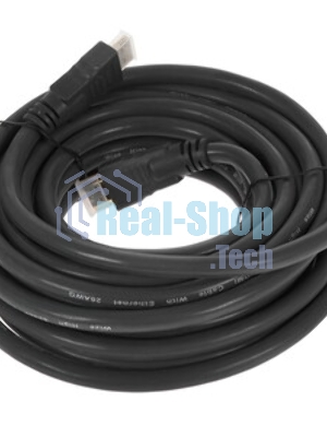 Кабель HDMI CP-HM-HM-7.5M Wize, 7.5 м, v.2.0, K-Lock, soft cable, 19M/19M, позол.разъемы, экран, темно-серый, пакет