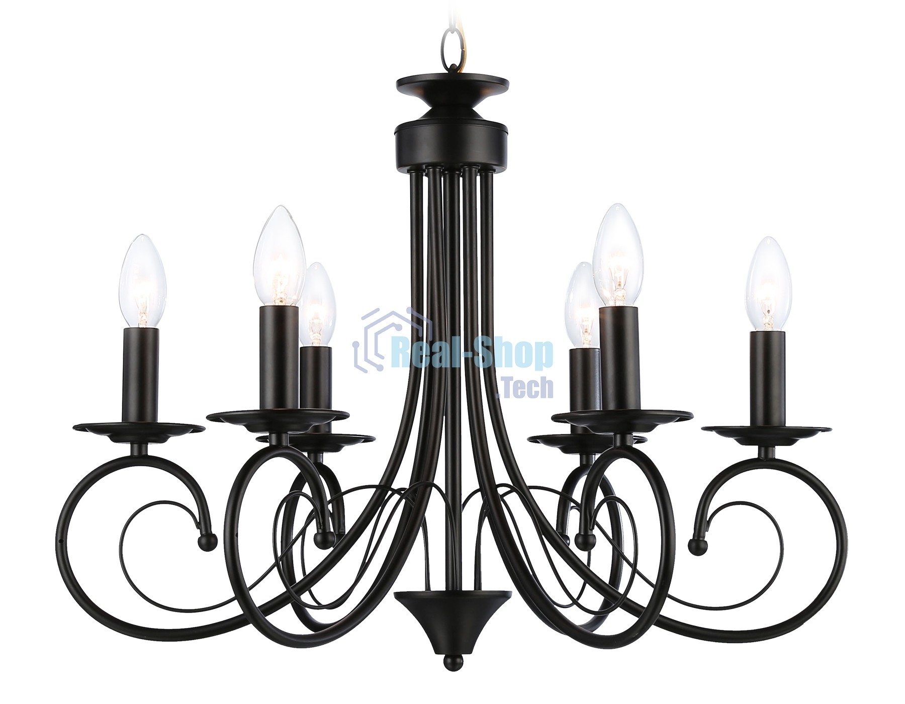 Светильник Ambrella light TR9612/6 BK черный E14/6 max 40W D560*650