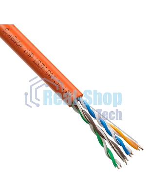 Кабель ExeGate UTP4-C5e-CU-S24-IN-LSZH-OR-305-FLUKE UTP 4 пары кат.5e медь, 0.52мм (24AWG), FLUKE® test pass, LSZH, 305м, оранжевый
