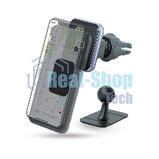 Автомобильный держатель для смартфонов Qumo MagFix, с креплением на решетку воздуховода и на панель (в комплекте), черный