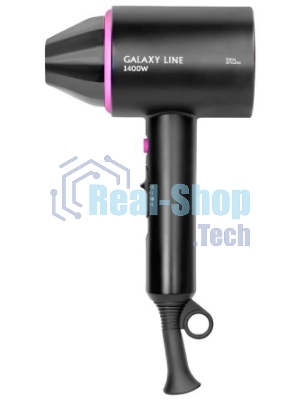 Фен для волос Galaxy Line GL 4346, черный, 1400 Вт, 2 скорости потока воздуха, функция 