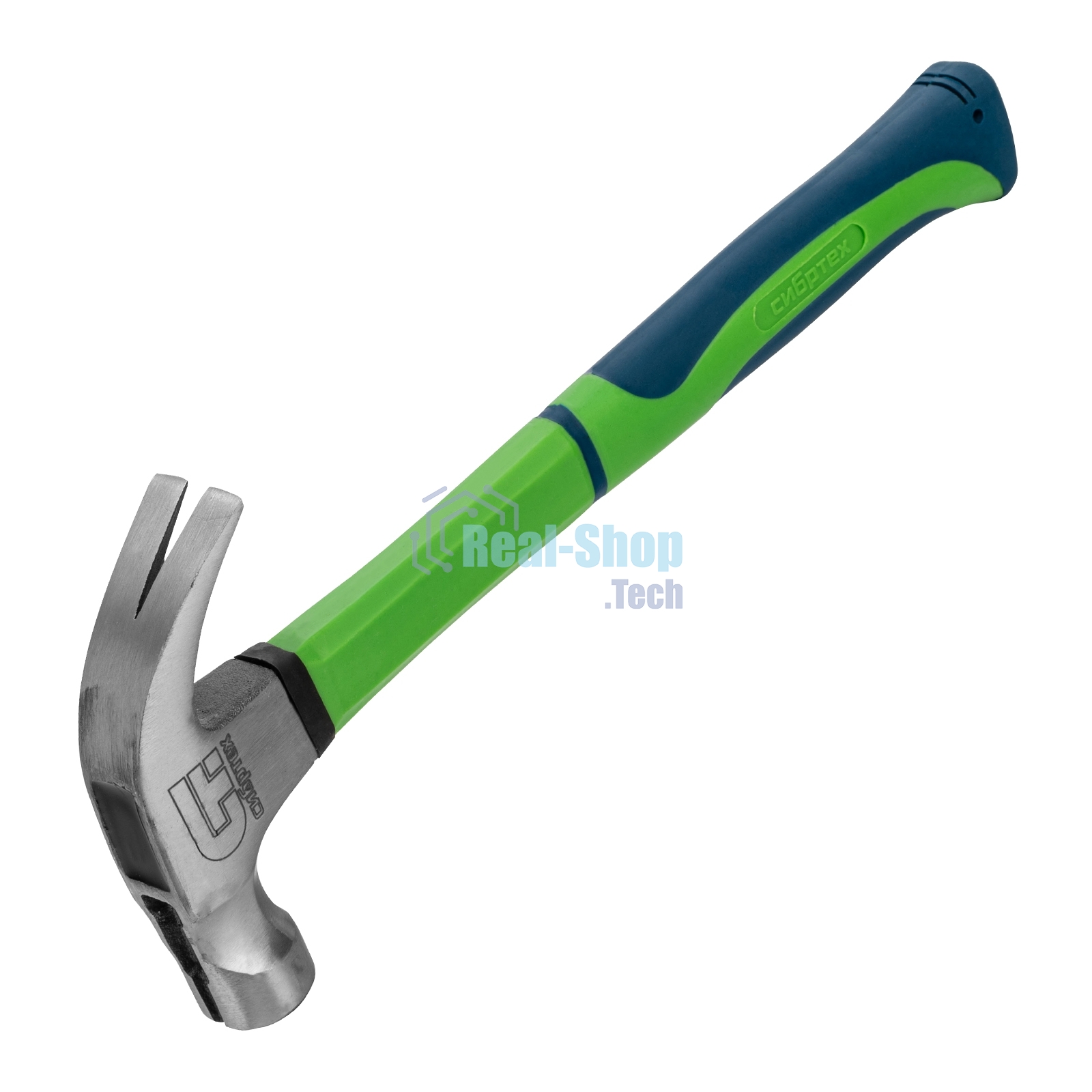 Молоток-гвоздодер Сибртех, 450г, с магнитом, фибергласовая обрезиненная рукоятка