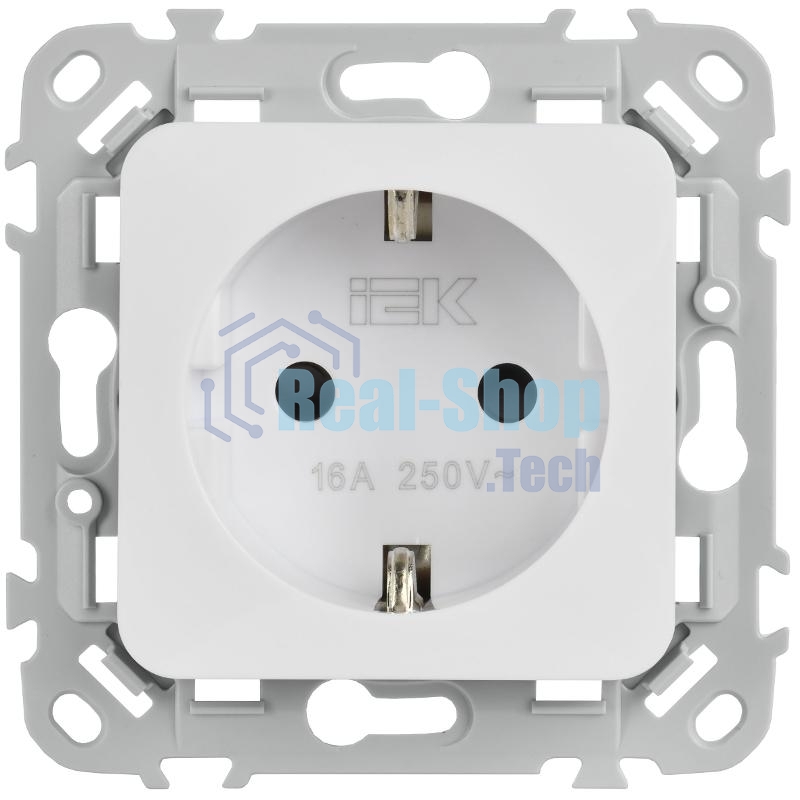 IEK FLITE Белый Розетка с заземлением с защитными шторками 16А