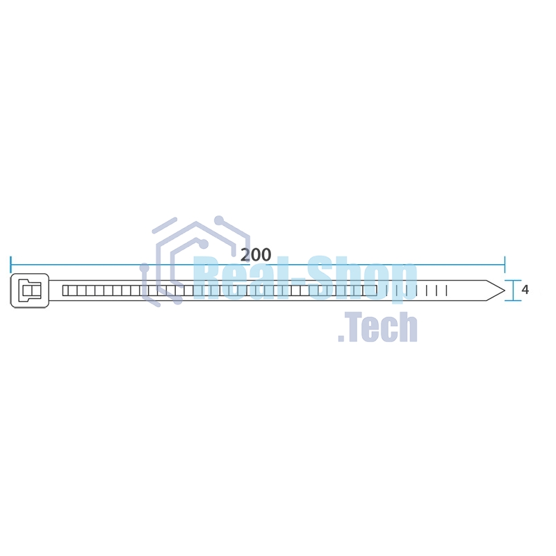 Хомут-стяжка кабельная нейлоновая Rexant 200 x 3,6 мм, белая, упаковка 100 шт.