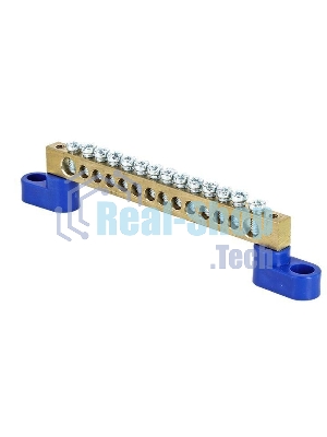 Шина нулевая N 6х9 14 отвер. латунь 2 син. угловых изолятора PROxima EKF sn0-63-14-2