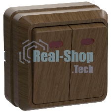 Выключатель 2-кл. ОП ОКТАВА 10А IP20 с индик. дуб ИЭК EVO21-K04-10-DC