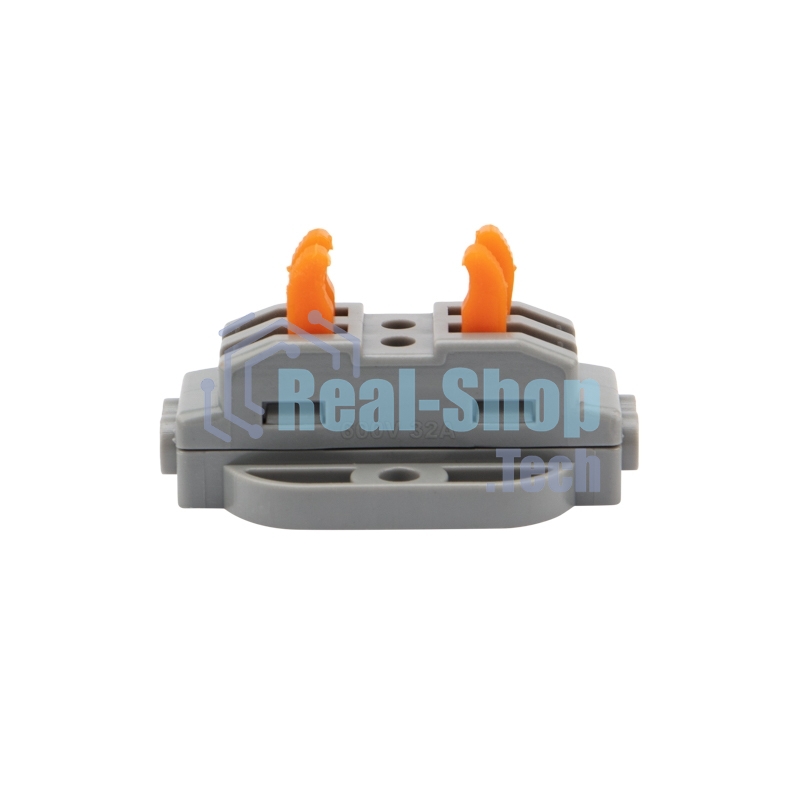 Клемма соединительная Rexant многоразовая проходная 2 полюса, с монтажной площадкой (0,08-4 мм²), серая (50 шт./уп.)