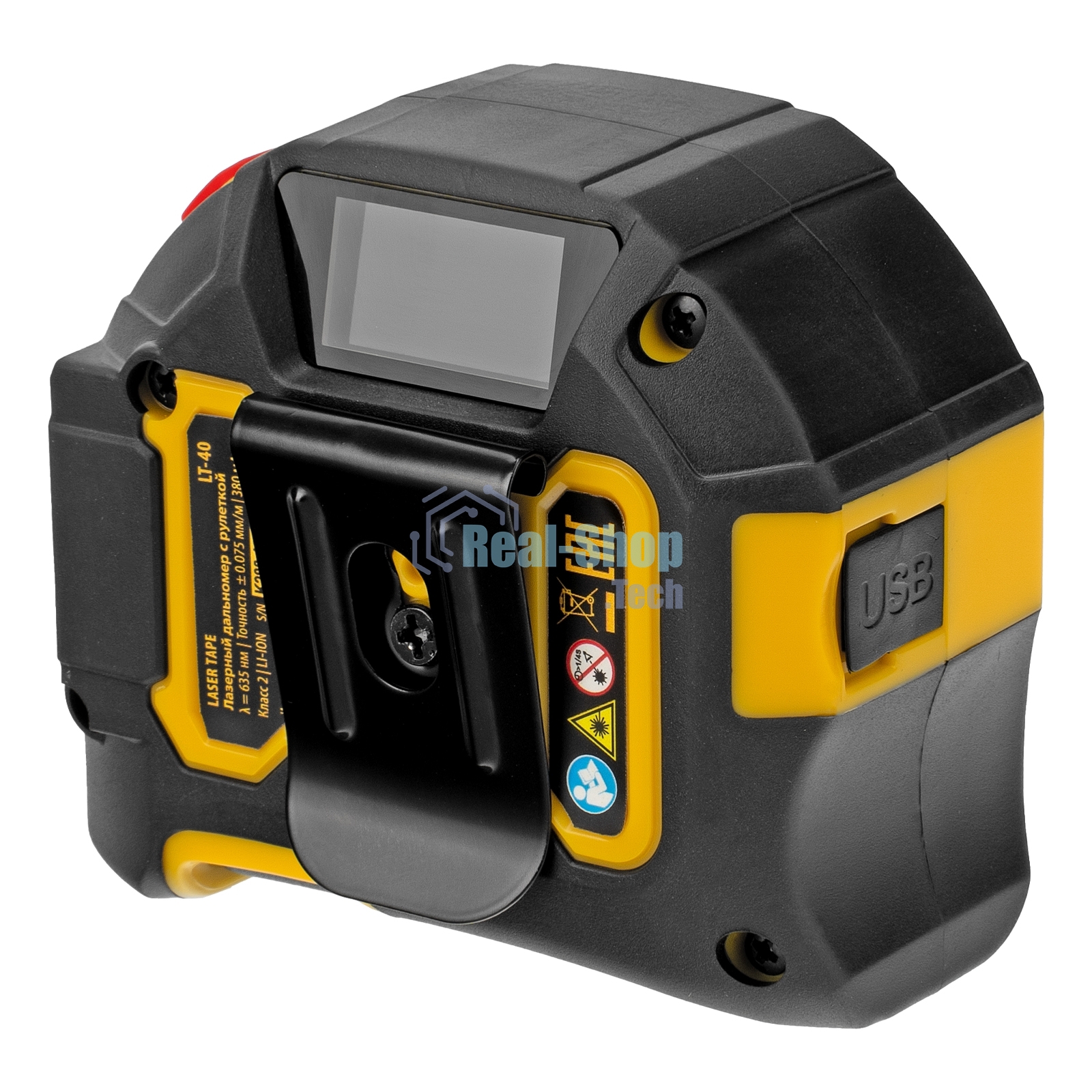 Лазерный дальномер с рулеткой Denzel LT-40, 5м x 19 мм, дальномер 40м, автомат. фиксация