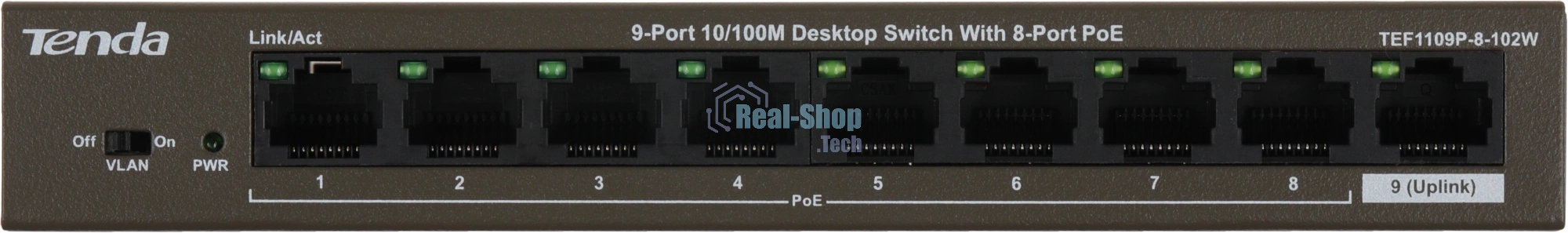 Коммутатор 9PORT 10/100M POE TEF1109P-8-102W Tenda