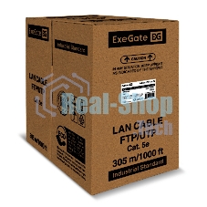 Кабель ExeGate UTP4-C5e-CU-S25-OUT-PE-BK-305-FLUKE UTP 4 пары кат.5e медь, 0.45мм (25AWG), FLUKE® test pass, внешн., без троса, 305м, черн., PE