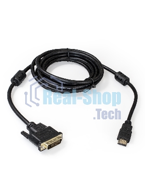 Кабель ExeGate EX284906RUS HDMI-DVI ExeGate EX-CC-HDMIM-DVIM-2.0 (19M/25M, dual link, 2м, 2 фильтра, позолоченные контакты)