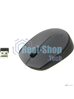 Мышь беспроводная Logitech M170 черный/темно-серый, 1000 dpi, радиоканал, USB, кнопки - 3