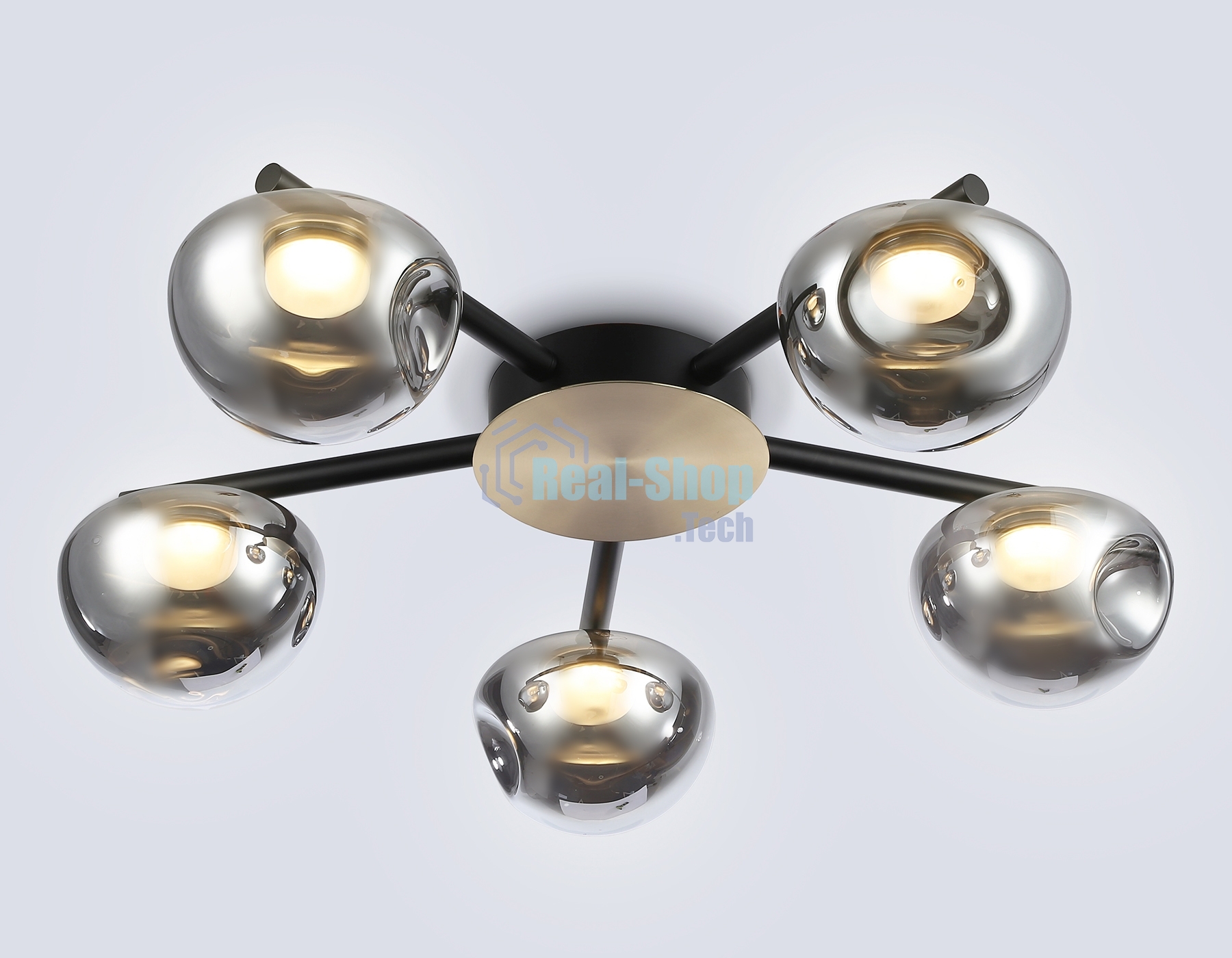 Светильник Ambrella light LH12009/5 BK/GD/SM черный/золото/дымчатый 30W 3000K D790*180