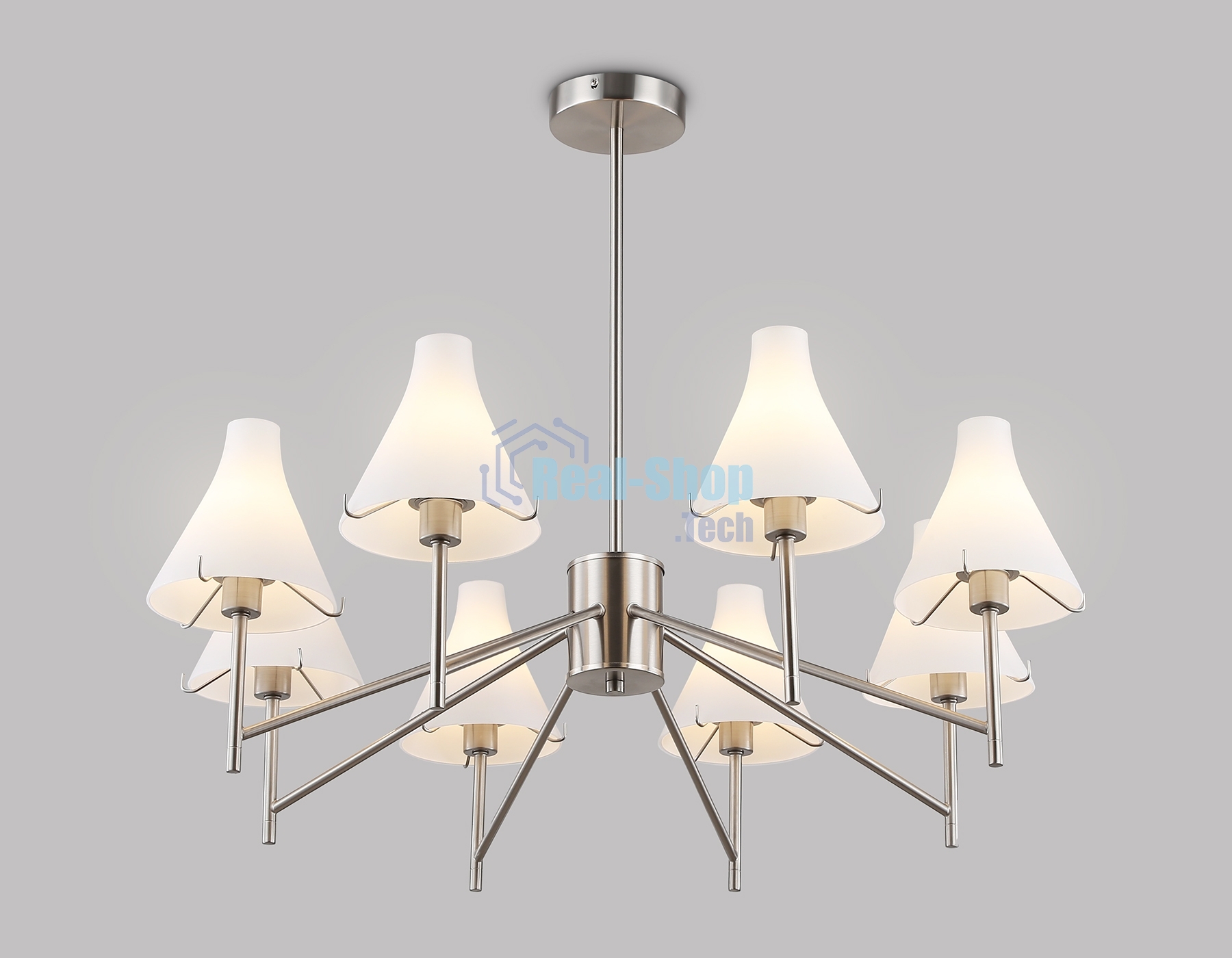 Люстра Ambrella light LH57125/8 SN/FR никель/белый матовый E14/8 max 40W D800*650
