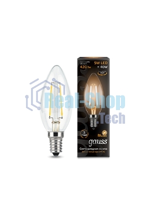 Лампа светодиодная Gauss 103801105LED Filament Candle Е14 5Вт 2700к 1/10/50
