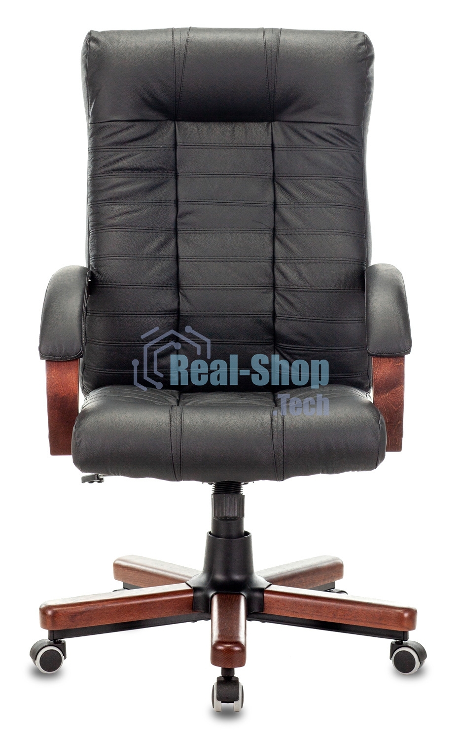 Кресло руководителя Бюрократ KB-10WALNUT/B/LEATH черный, кожа, крестовина дерево