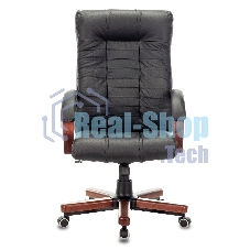 Кресло руководителя Бюрократ KB-10WALNUT/B/LEATH черный, кожа, крестовина дерево