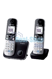 Телефон беспроводной (DECT) Panasonic KX-TG6812RU черный (труб. в компл.:2шт) АОН