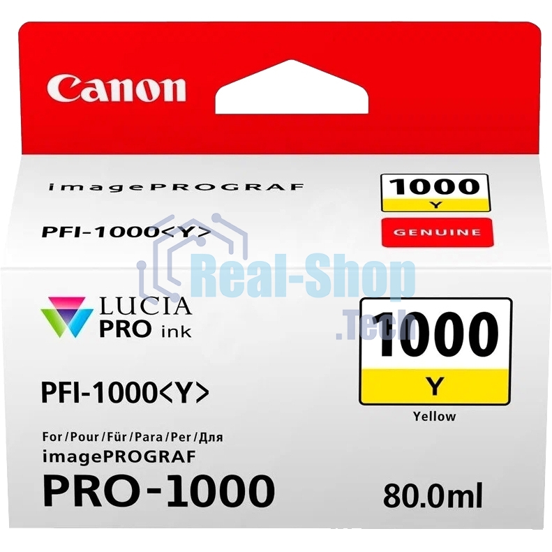 Картридж струйный Canon PFI-1000 Y желтый (80 мл.) для Canon IJ SFP PRO-1000 WFG