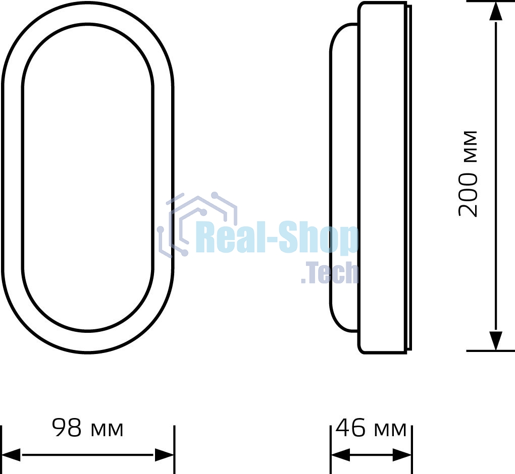 Светильник ЖКХ Gauss LITE овал 15W 1200lm 6500K 200-240V IP65 200*98*46мм белый LED 1/40