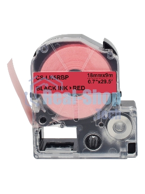 Картридж ленточный Cactus CS-LK5RBP черный шрифт, красный фон (18 мм, 9 м) для Epson LW400/LW700/LW600P/LW1000P/K400/Z700/Z900