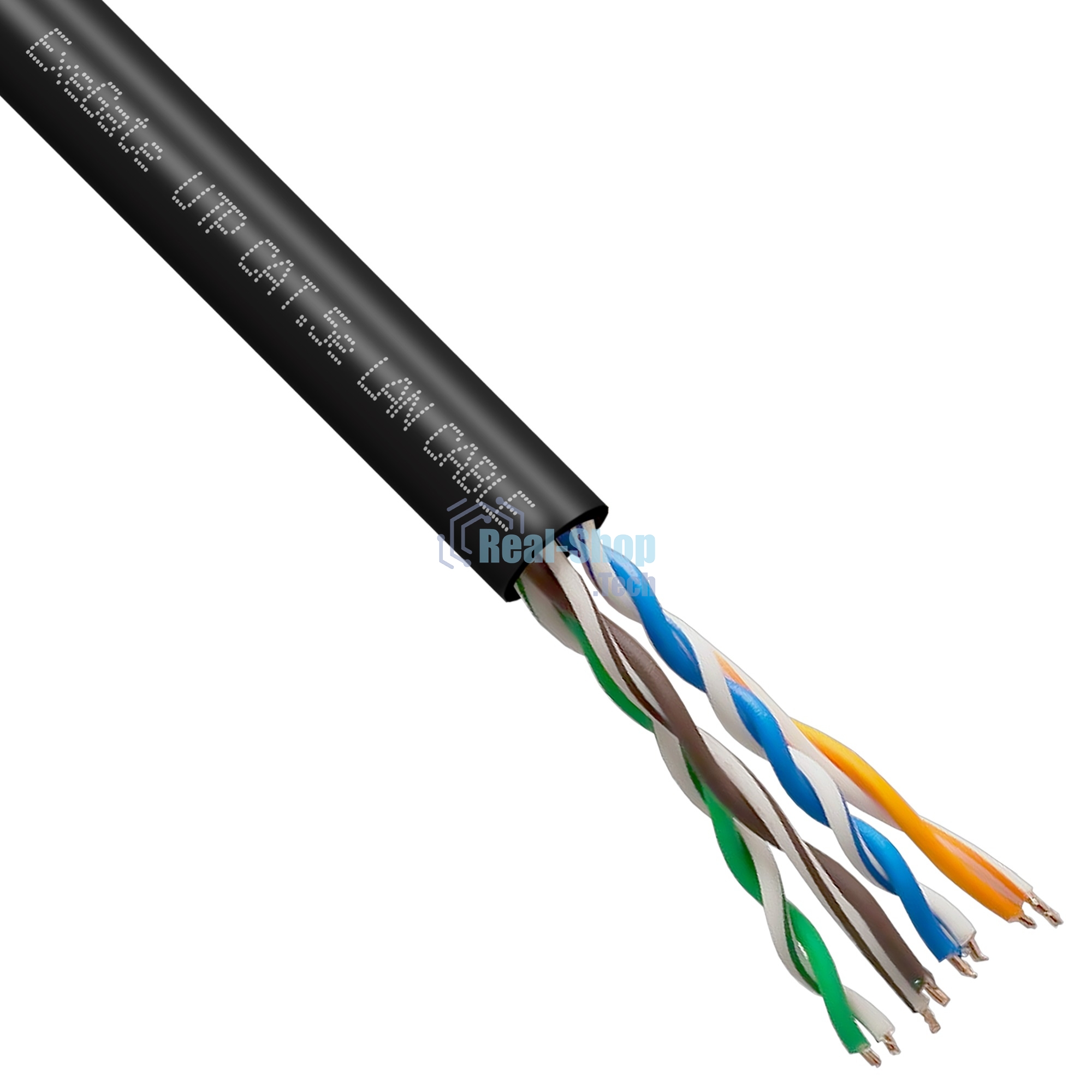 Кабель ExeGate UTP4-C5e-CU-S25-OUT-PE-BK-305-FLUKE UTP 4 пары кат.5e медь, 0.45мм (25AWG), FLUKE® test pass, внешн., без троса, 305м, черн., PE