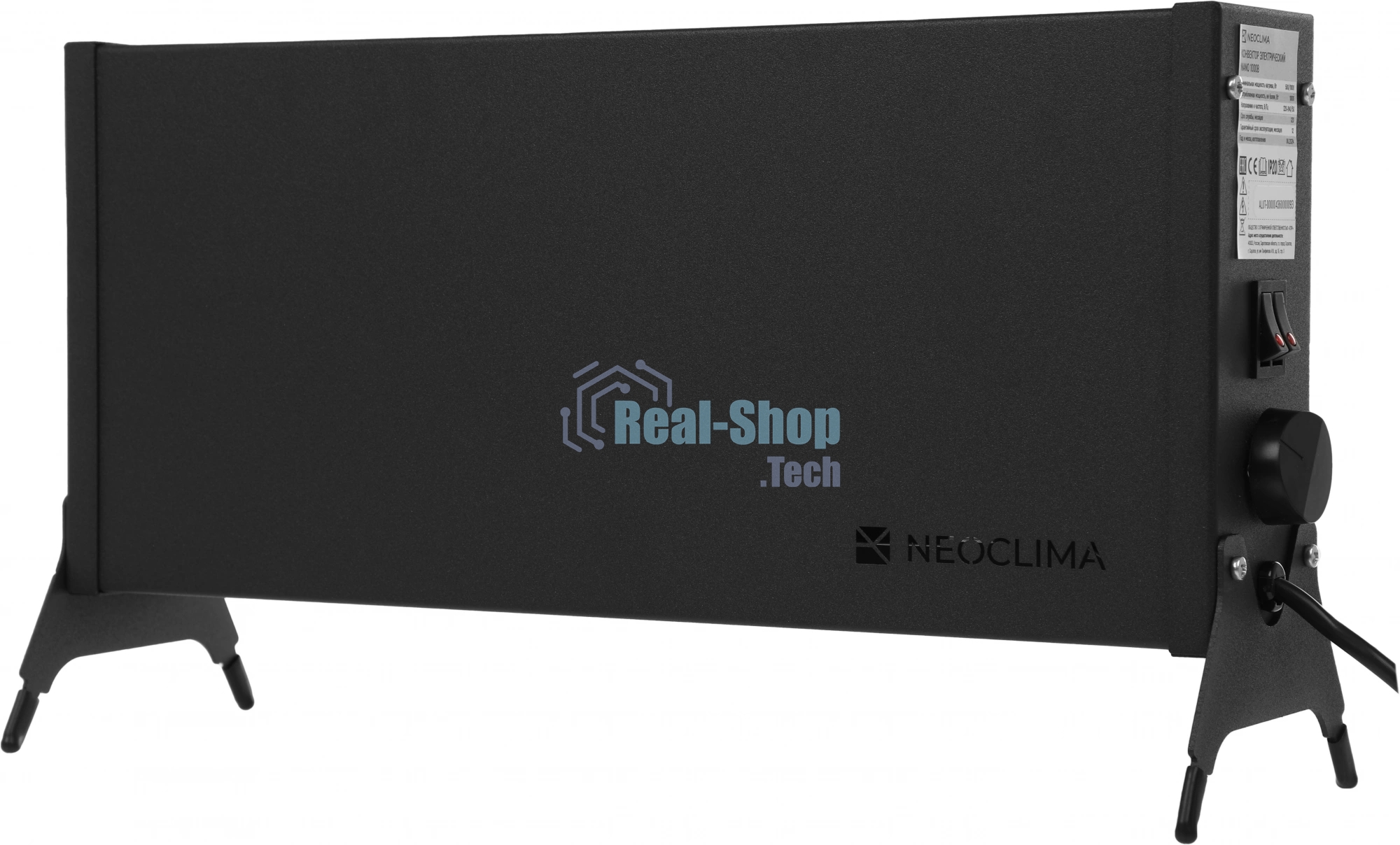 Конвектор электрический Neoclima Nano 1000B черный, 1000 Вт, 15 м2, термостат