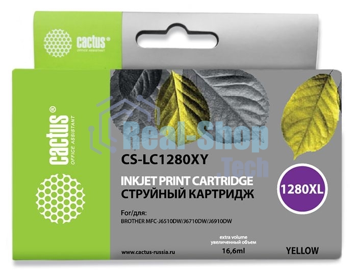 Картридж струйный Cactus CS-LC1280XY желтый (16,6 мл) для Brother MFC-J6510/6910DW