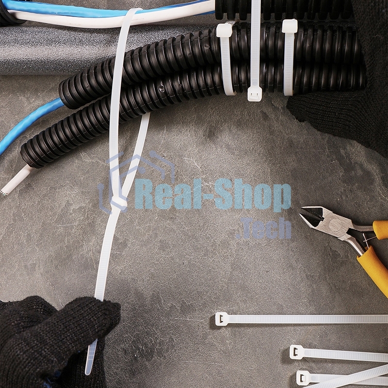 Хомут-стяжка кабельная нейлоновая Rexant 500 x 4,8 мм, белая, упаковка 100 шт.