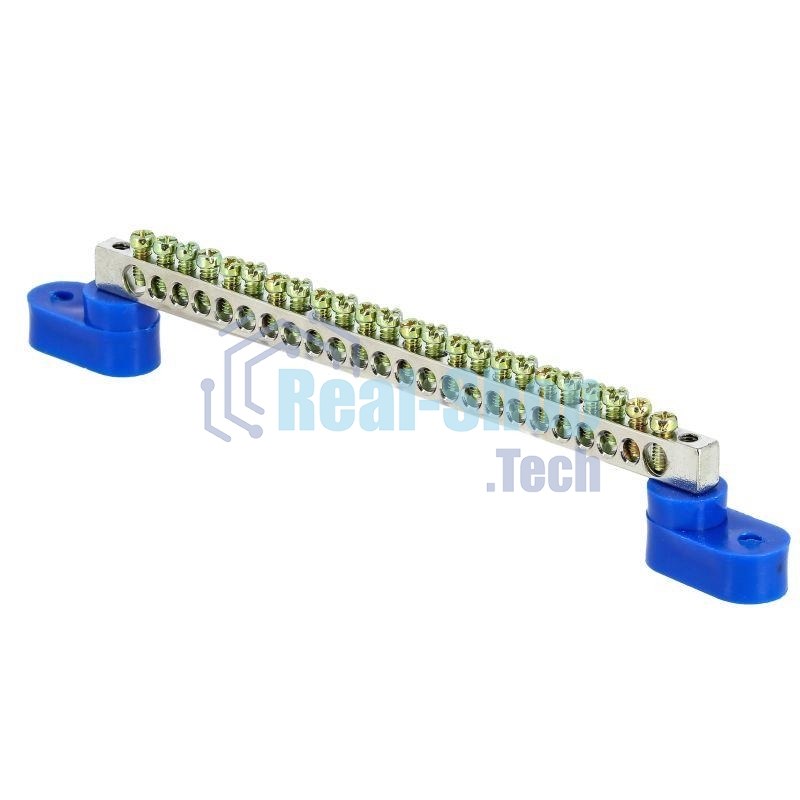 Шина нулевая N 6х9 24 отвер. никель 2 син. угловых изолятора PROxima EKF sn1-63-24-2